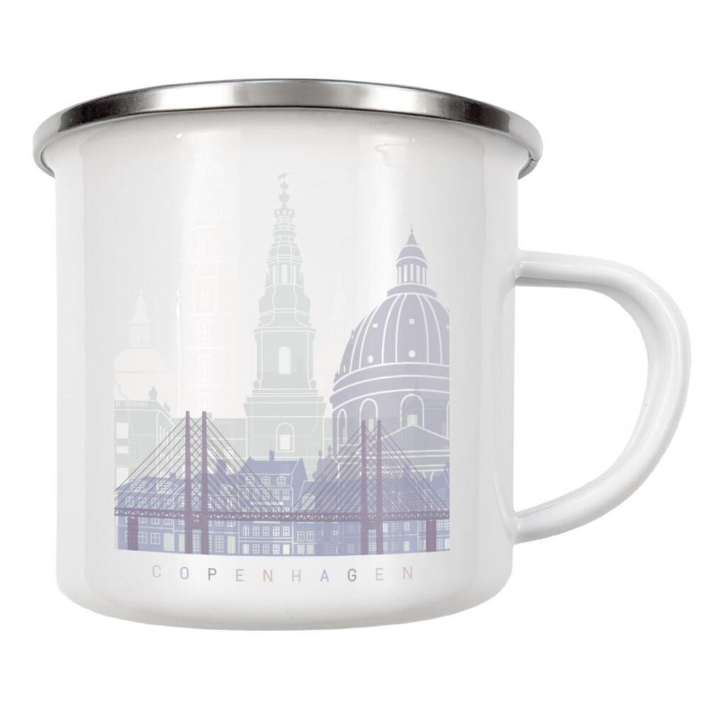 Emaille Tasse "KOPENHAGEN SKYLINE PASTELL" artboxONE - Städte,Architektur