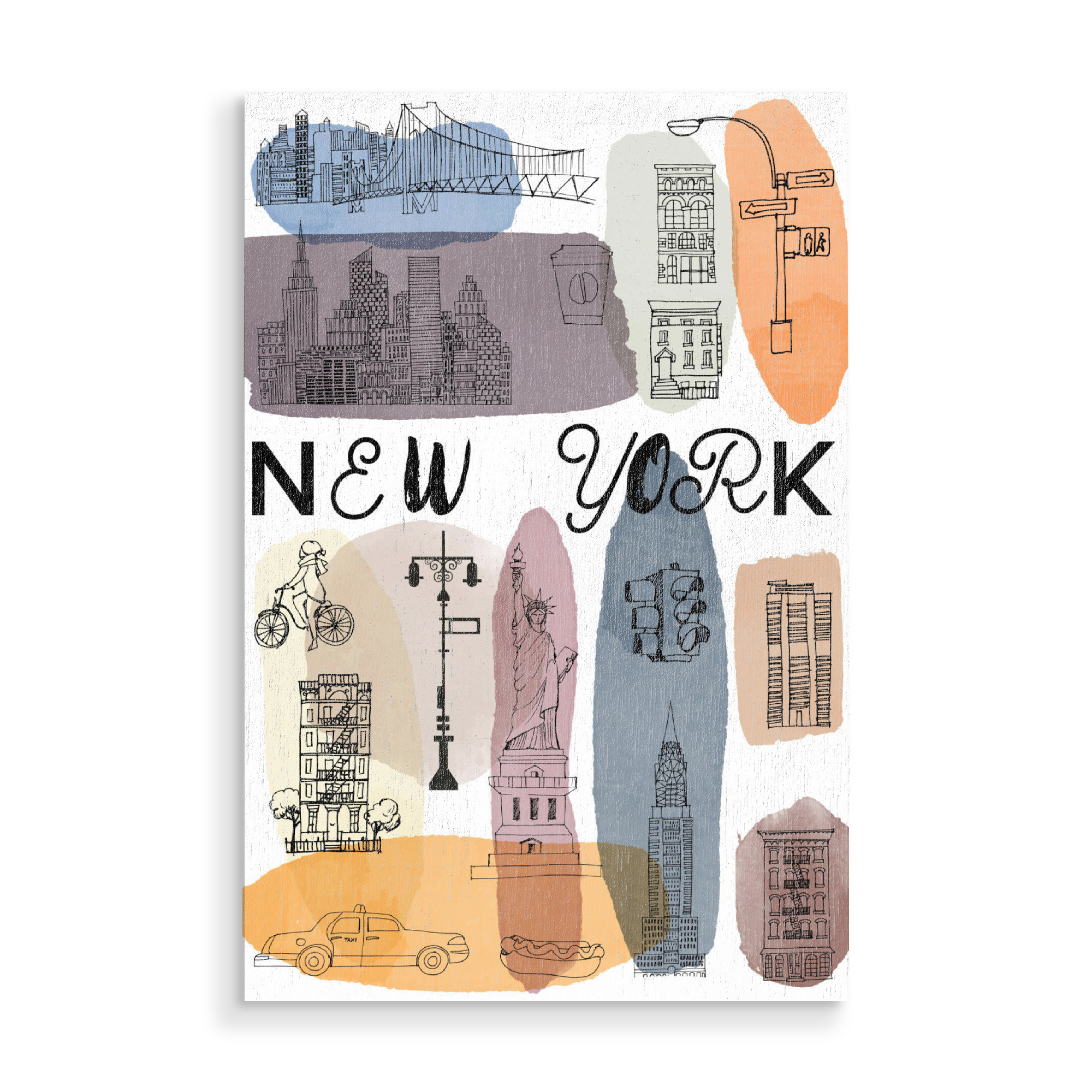 Holzbild "New York 17" artboxONE - Städte,Städte / New York,Typografie,Reise,Schwarzweiß,Reise / Länder