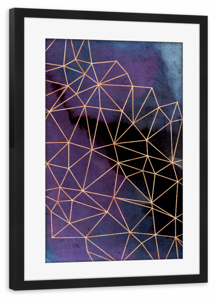 Poster mit Rahmen schwarz "Ultraviolet Storm" artboxONE - Film,Abstrakt,Geometrie,Ultraviolet - Ultraviolet,Watercolor,Gold,Geometry,Abstract