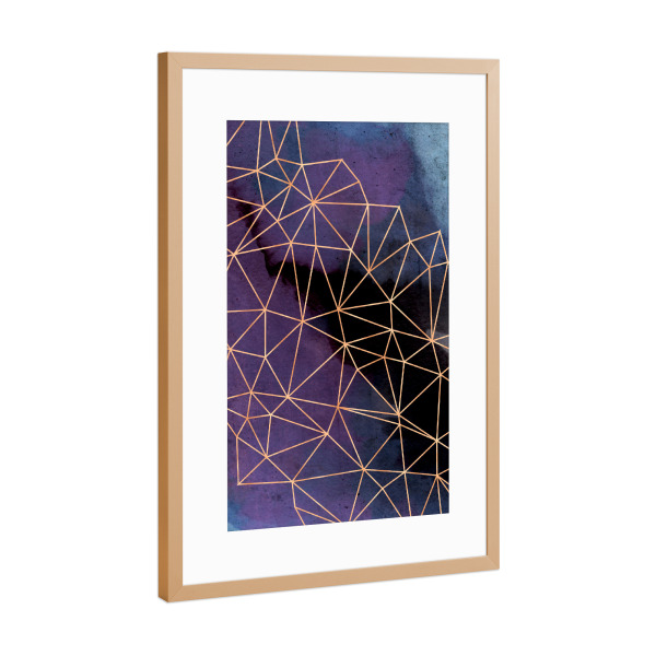 Poster mit Rahmen Kupfer "Ultraviolet Storm" artboxONE - Film,Abstrakt,Geometrie,Ultraviolet - Ultraviolet,Watercolor,Gold,Geometry,Abstract