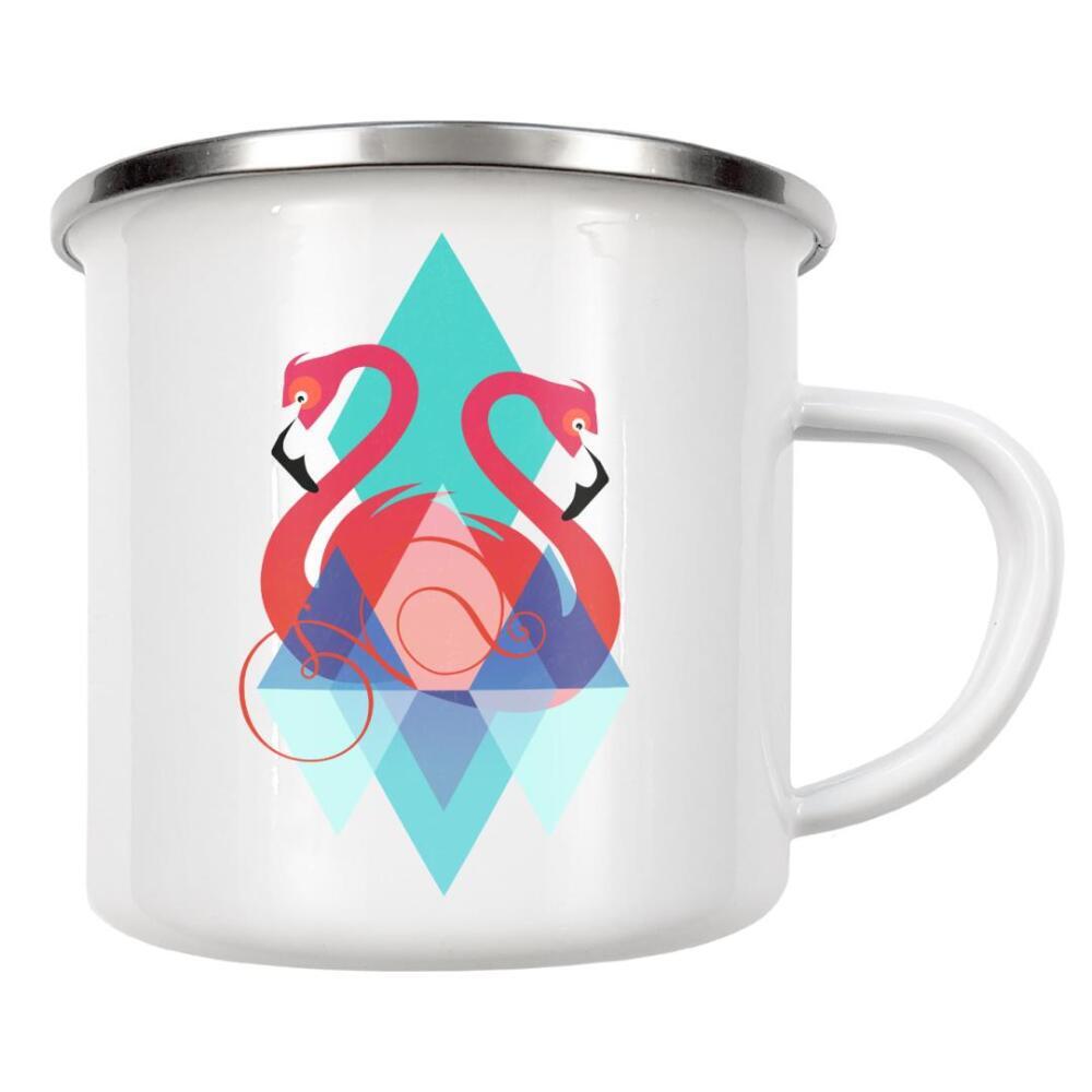 Emaille Tasse "Pink Flamingos" artboxONE - Natur,Tiere,Geometrie