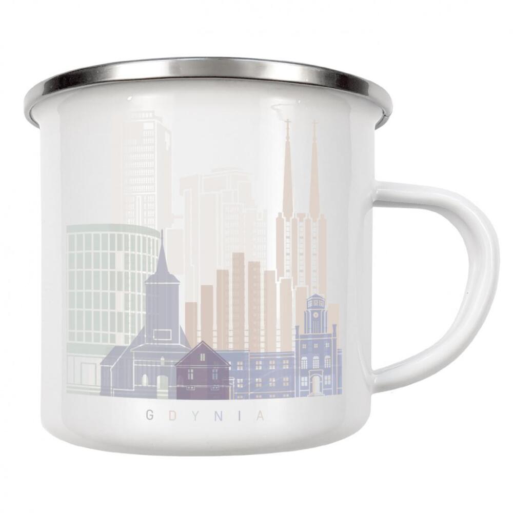 Emaille Tasse "SKYLINE VON GDYNIA PASTELL" artboxONE - Städte,Architektur