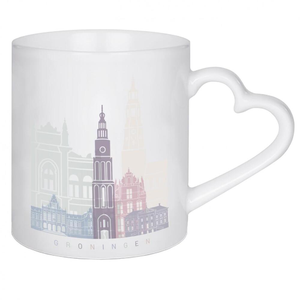 Herztasse "GRONINGER SKYLINE PASTELL" artboxONE - Städte,Architektur