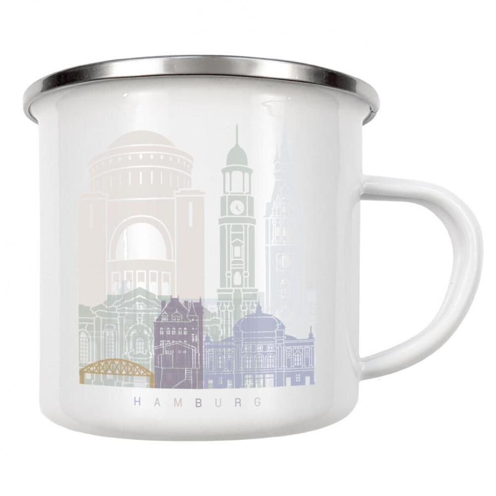 Emaille Tasse "HAMBURG SKYLINE PASTELL" artboxONE - Städte,Architektur