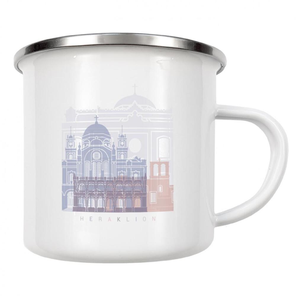 Emaille Tasse "HERAKLION SKYLINE PASTELL" artboxONE - Städte,Architektur