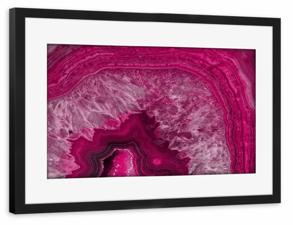 Poster mit Rahmen schwarz "Pink Agate Marble Gem Stone" artboxONE - Marmor