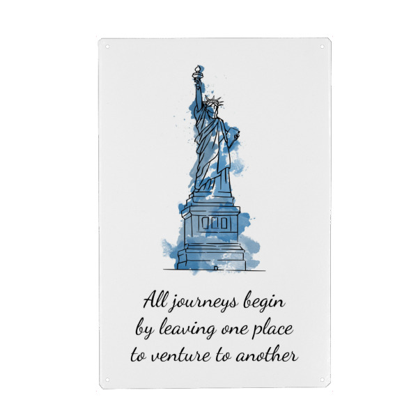 Metall Poster "Statue of Liberty 2" artboxONE - Städte,Städte / New York,Architektur - Statue of liberty,Usa,New york,Ellis island,Watercolor