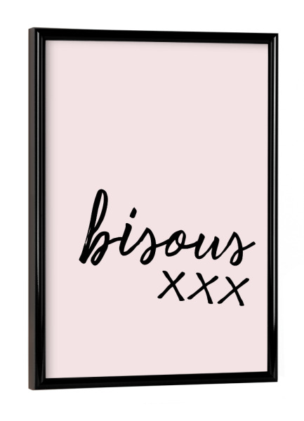 Poster mit schwarzem Rahmen "Bisous xxx" artboxONE - Typografie,Für Mama