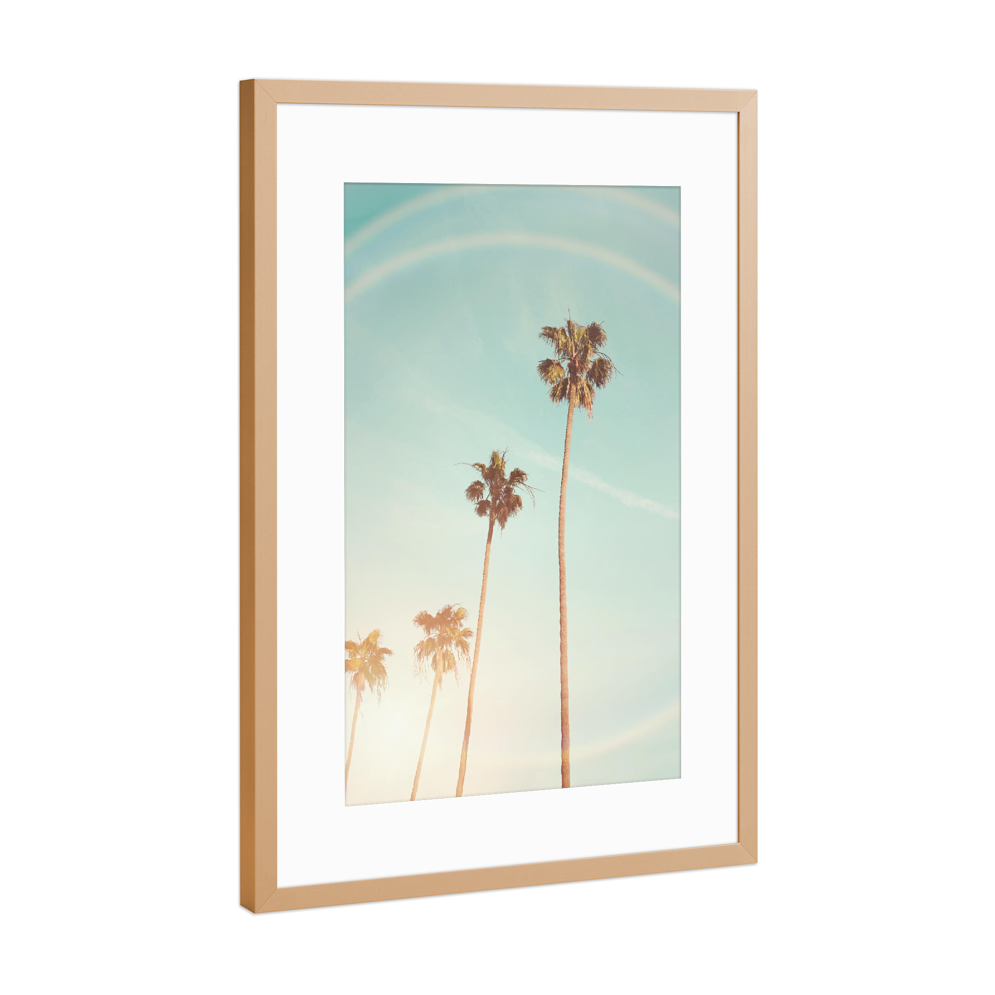 Poster mit Rahmen Kupfer "Sunny Palm Trees" artboxONE - Reise,Streetart