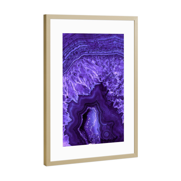 Poster mit Rahmen Gold "Ultra Violett Agate Geode Gem" artboxONE - Abstrakt,Fashion,Ultraviolet,Für Mama,Marmor