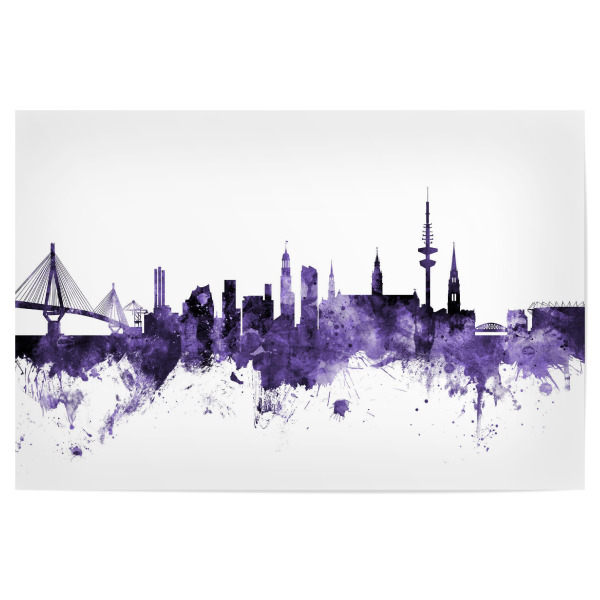 Poster "Hamburg Germany Skyline violet" artboxONE - Städte,Städte / Hamburg,Reise,Ultraviolet