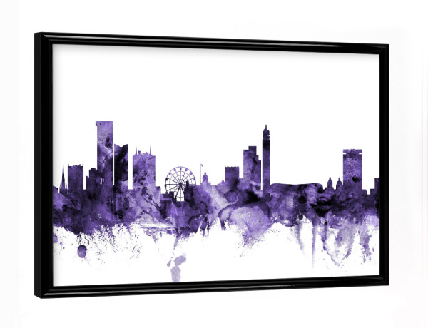 Poster mit schwarzem Rahmen "Birmingham England Skyline violet" artboxONE - Städte,Reise,Ultraviolet,Städte / Weitere