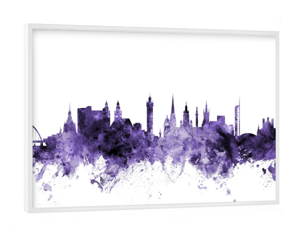 Poster mit weißem Rahmen "Glasgow Scotland Skyline violet" artboxONE - Städte,Reise,Ultraviolet,Städte / Weitere
