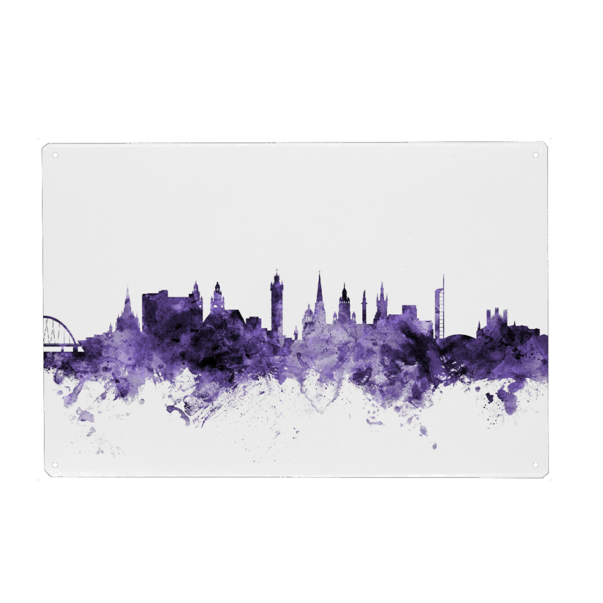 Holzbild "Glasgow Scotland Skyline violet" artboxONE - Städte,Reise,Ultraviolet,Städte / Weitere