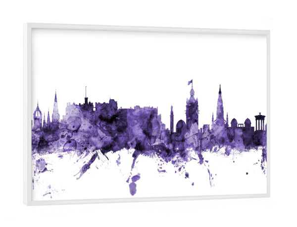 Poster mit weißem Rahmen "Edinburgh Scotland Skyline violet" artboxONE - Städte,Reise,Ultraviolet,Städte / Weitere