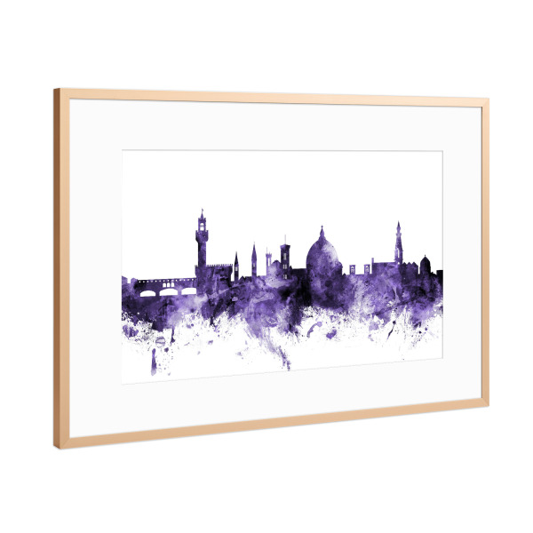 Poster mit Rahmen Kupfer "Florence Italy Skyline violet" artboxONE - Städte,Reise,Ultraviolet,Städte / Weitere