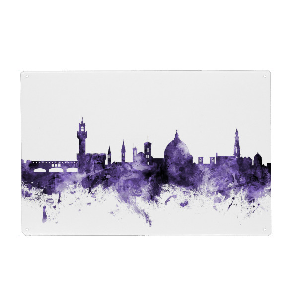Holzbild "Florence Italy Skyline violet" artboxONE - Städte,Reise,Ultraviolet,Städte / Weitere