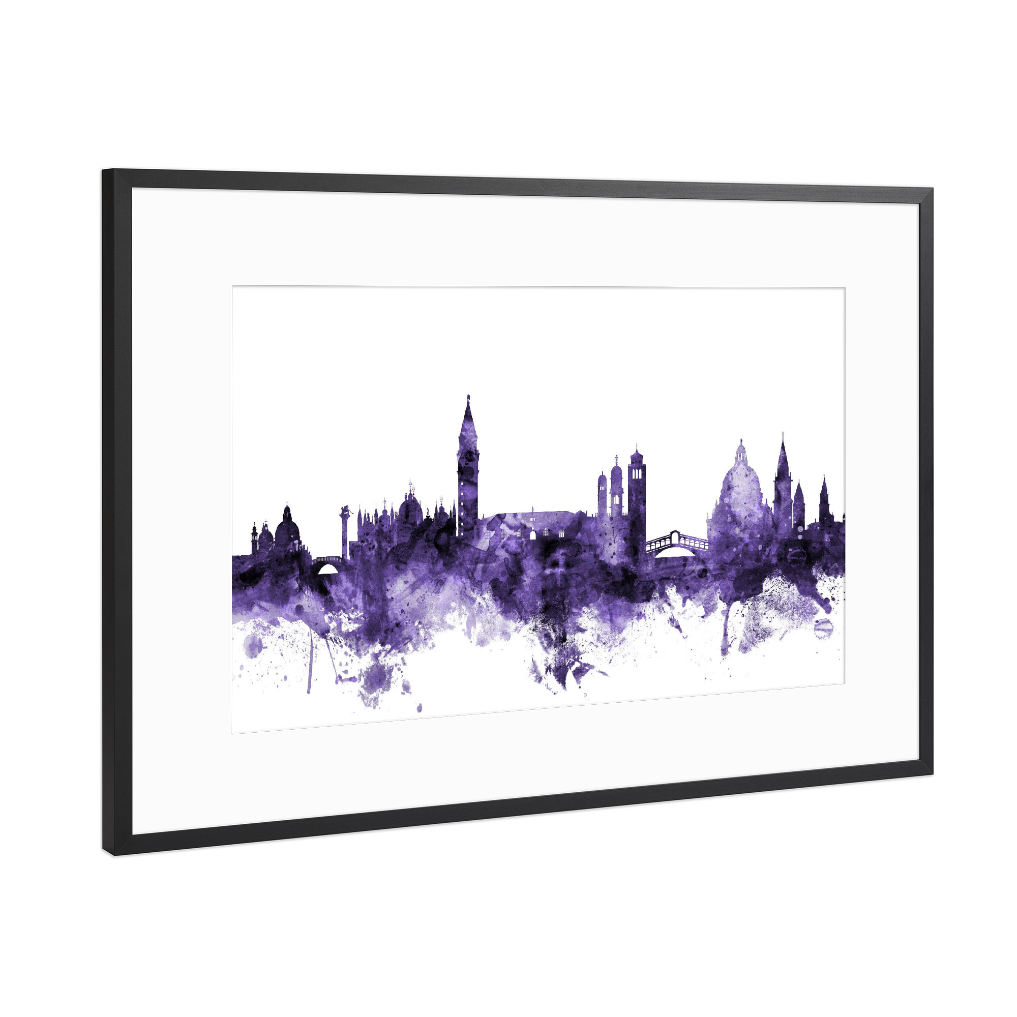 Poster mit Rahmen Schwarz (Metallic) "Venice Italy Skyline violet" artboxONE - Städte,Reise,Städte / Venedig,Ultraviolet