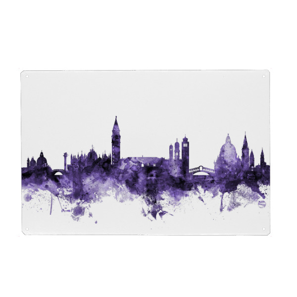 Metall Poster "Venice Italy Skyline violet" artboxONE - Städte,Reise,Städte / Venedig,Ultraviolet