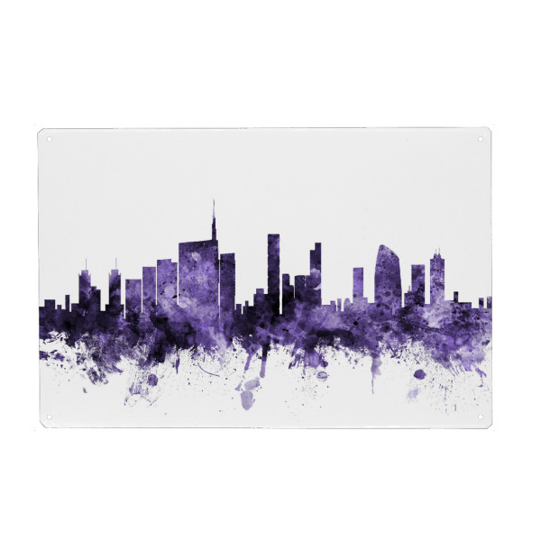 Metall Poster "Milan Italy Skyline violet" artboxONE - Städte,Reise,Ultraviolet,Städte / Mailand