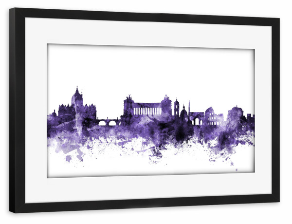 Poster mit Rahmen schwarz "Rome Italy Skyline violet" artboxONE - Städte,Reise,Ultraviolet,Städte / Rom