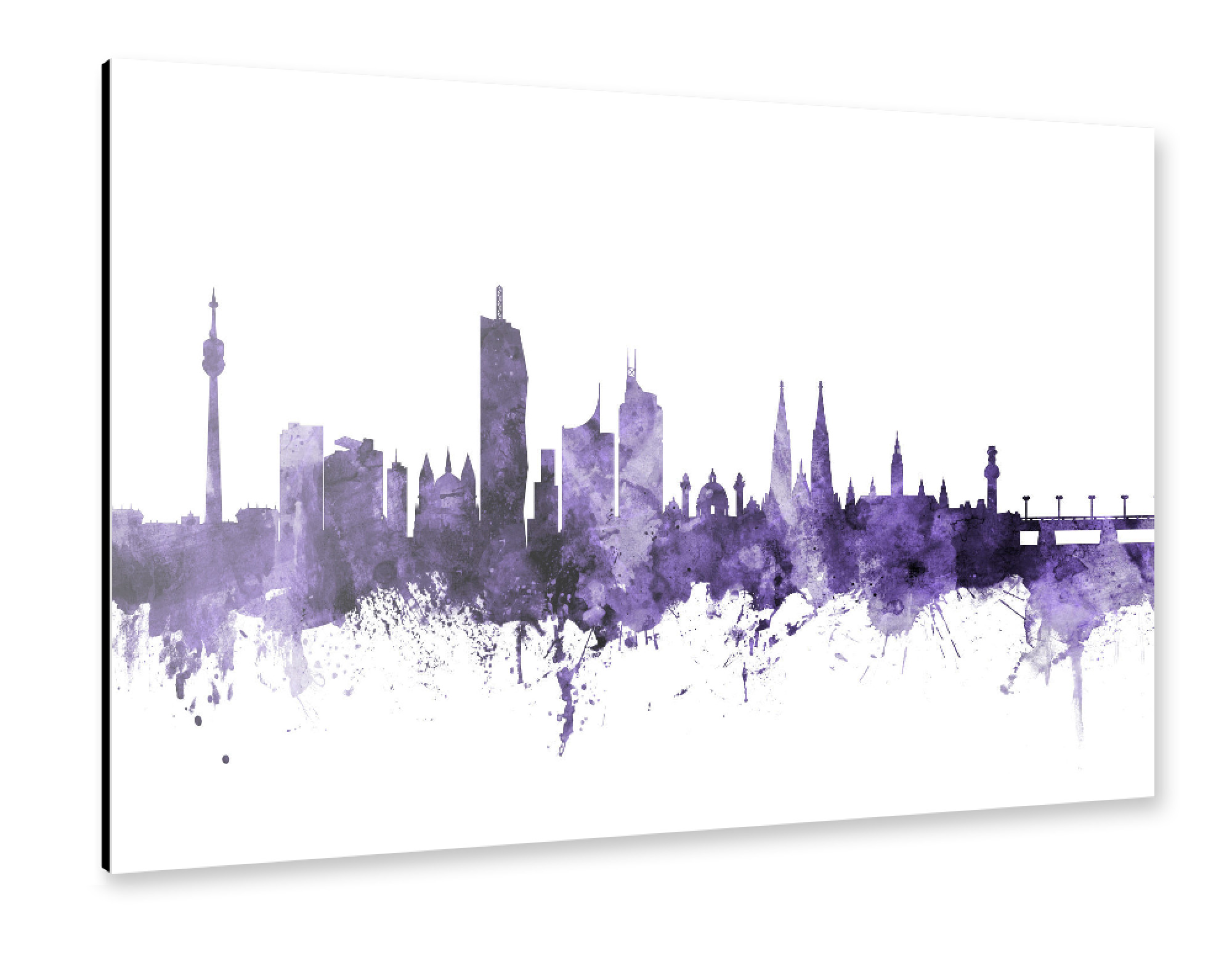 Alu-Dibond "Vienna Austria Skyline violet" 75x50 cm artboxONE
