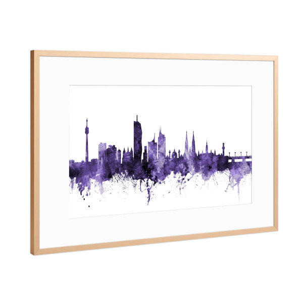 Poster mit Rahmen Kupfer "Vienna Austria Skyline violet" artboxONE - Städte,Reise,Ultraviolet,Städte / Wien