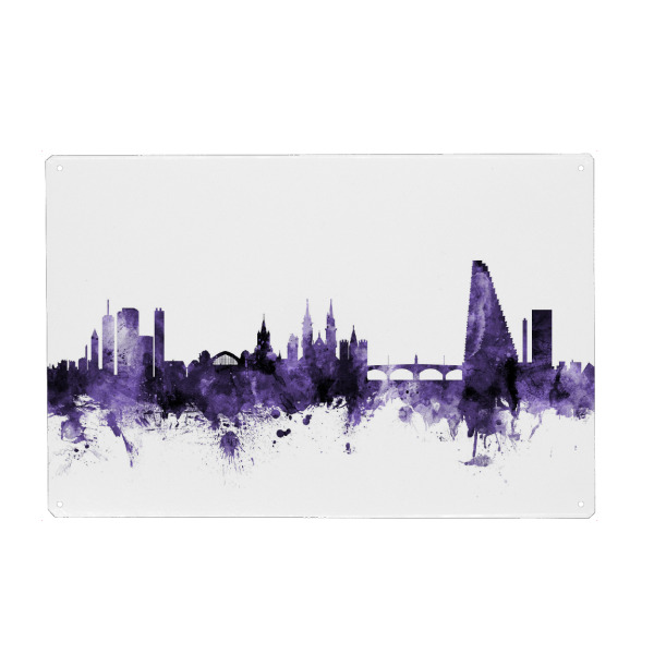 Holzbild "Basel Switzerland Skyline violet" artboxONE - Städte,Reise,Ultraviolet,Städte / Weitere