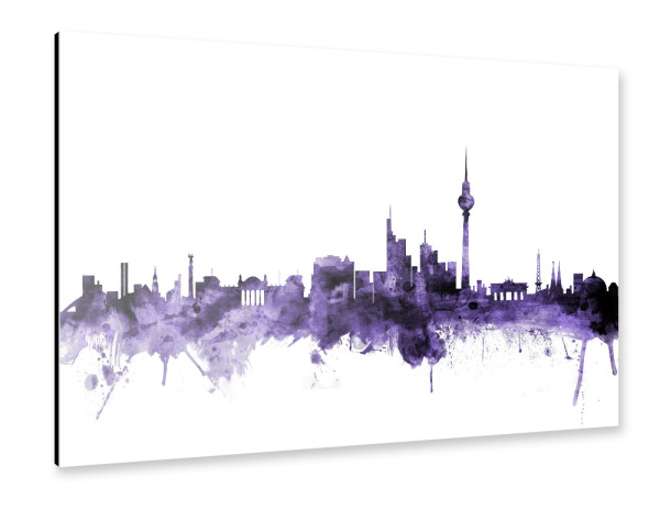 Alu-Dibond "Berlin Germany Skyline violet" 30x20 cm artboxONE