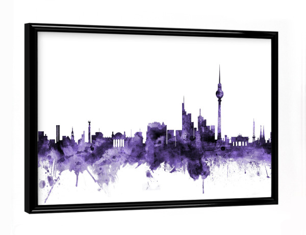 Poster mit schwarzem Rahmen "Berlin Germany Skyline violet" artboxONE - Städte,Städte / Berlin,Reise,Ultraviolet