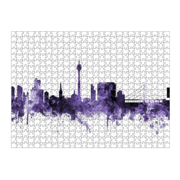 artboxONE Puzzle "Düsseldorf Germany Skyline violet" artboxONE - Städte,Reise,Städte / Düsseldorf,Ultraviolet