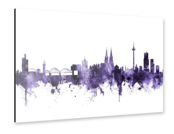 Alu-Dibond "Köln Germany Skyline violet" 30x20 cm artboxONE