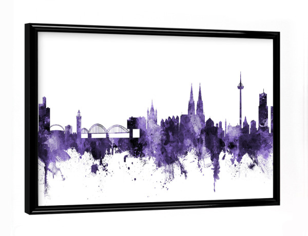 Poster mit schwarzem Rahmen "Köln Germany Skyline violet" artboxONE - Städte,Städte / Köln,Reise,Ultraviolet