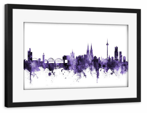 Poster mit Rahmen schwarz "Köln Germany Skyline violet" artboxONE - Städte,Städte / Köln,Reise,Ultraviolet