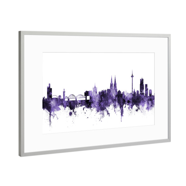 Poster mit Rahmen Silber "Köln Germany Skyline violet" artboxONE - Städte,Städte / Köln,Reise,Ultraviolet