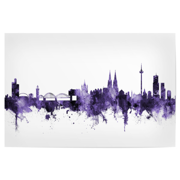 Poster 30x20 cm "Köln Germany Skyline violet" artboxONE - Städte,Städte / Köln,Reise,Ultraviolet