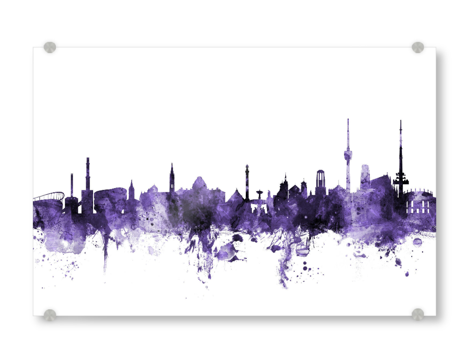 Acrylglasbild "Stuttgart Germany Skyline violet" artboxONE - Städte,Reise,Ultraviolet,Städte / Stuttgart