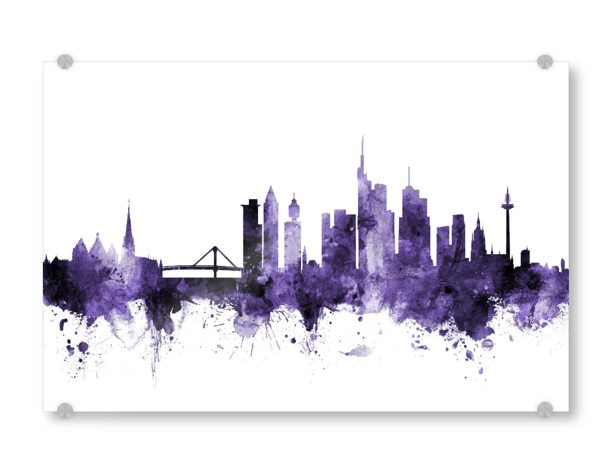 Acrylglasbild "Frankfurt Germany Skyline violet" artboxONE - Städte,Reise,Städte / Frankfurt,Ultraviolet