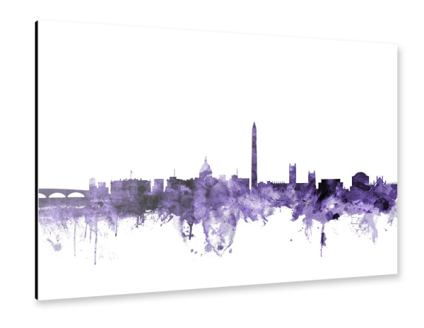 Alu-Dibond "Washington DC Skyline violet" 30x20 cm artboxONE