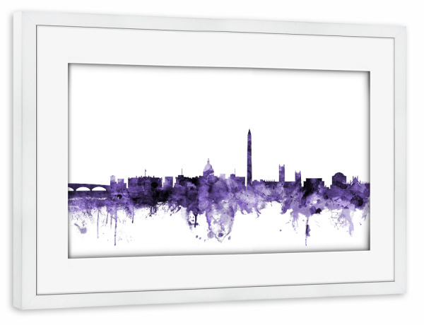 Poster mit Rahmen weiß "Washington DC Skyline violet" artboxONE - Städte,Reise,Ultraviolet,Städte / Washington