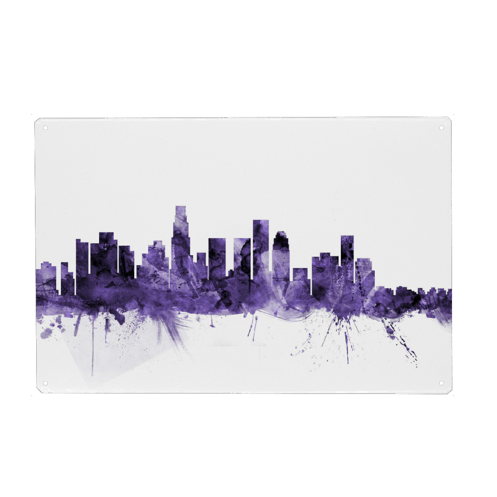 Metall Poster "Los Angeles CA Skyline violet" artboxONE - Städte,Reise,Ultraviolet,Städte / Los Angeles