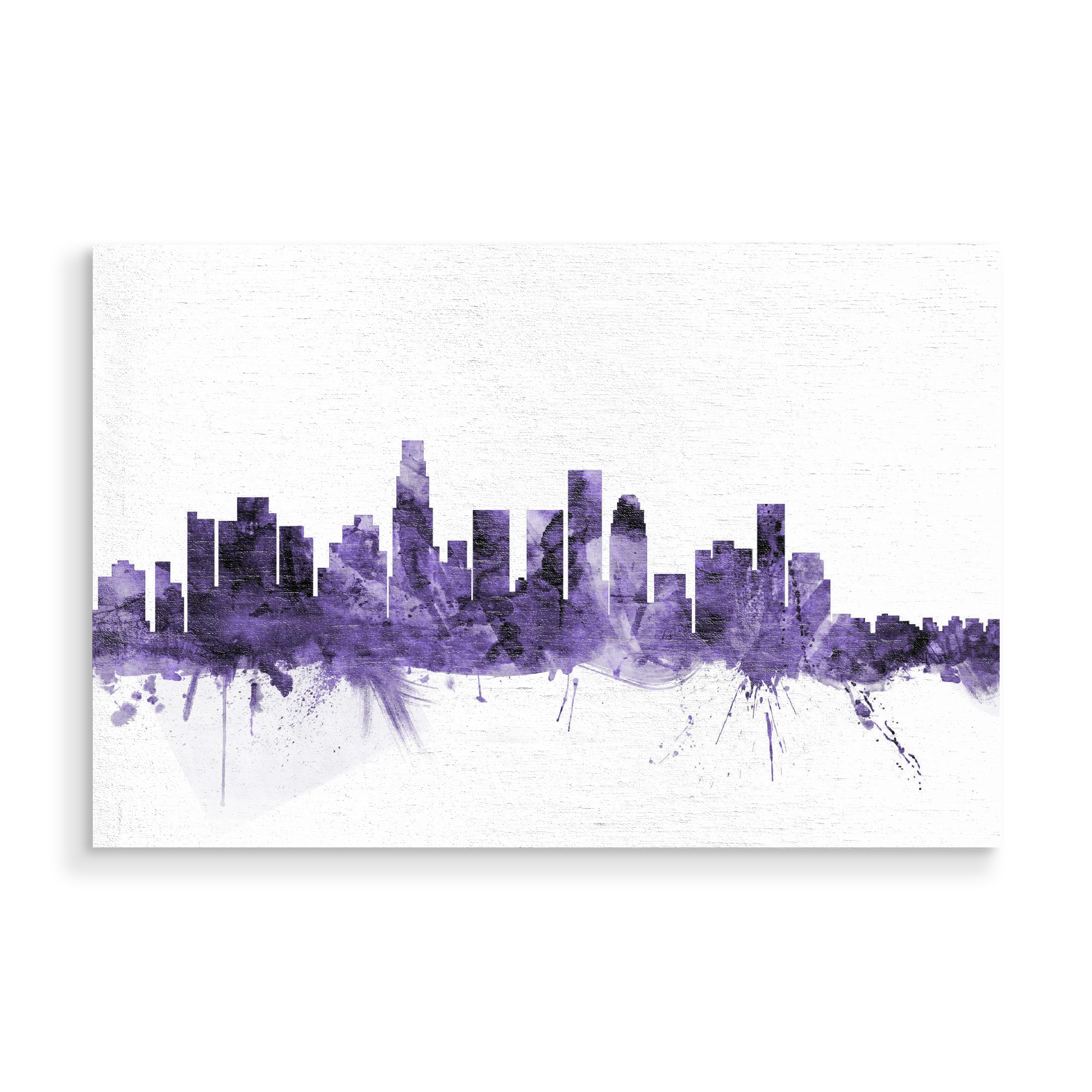 Holzbild "Los Angeles CA Skyline violet" artboxONE - Städte,Reise,Ultraviolet,Städte / Los Angeles