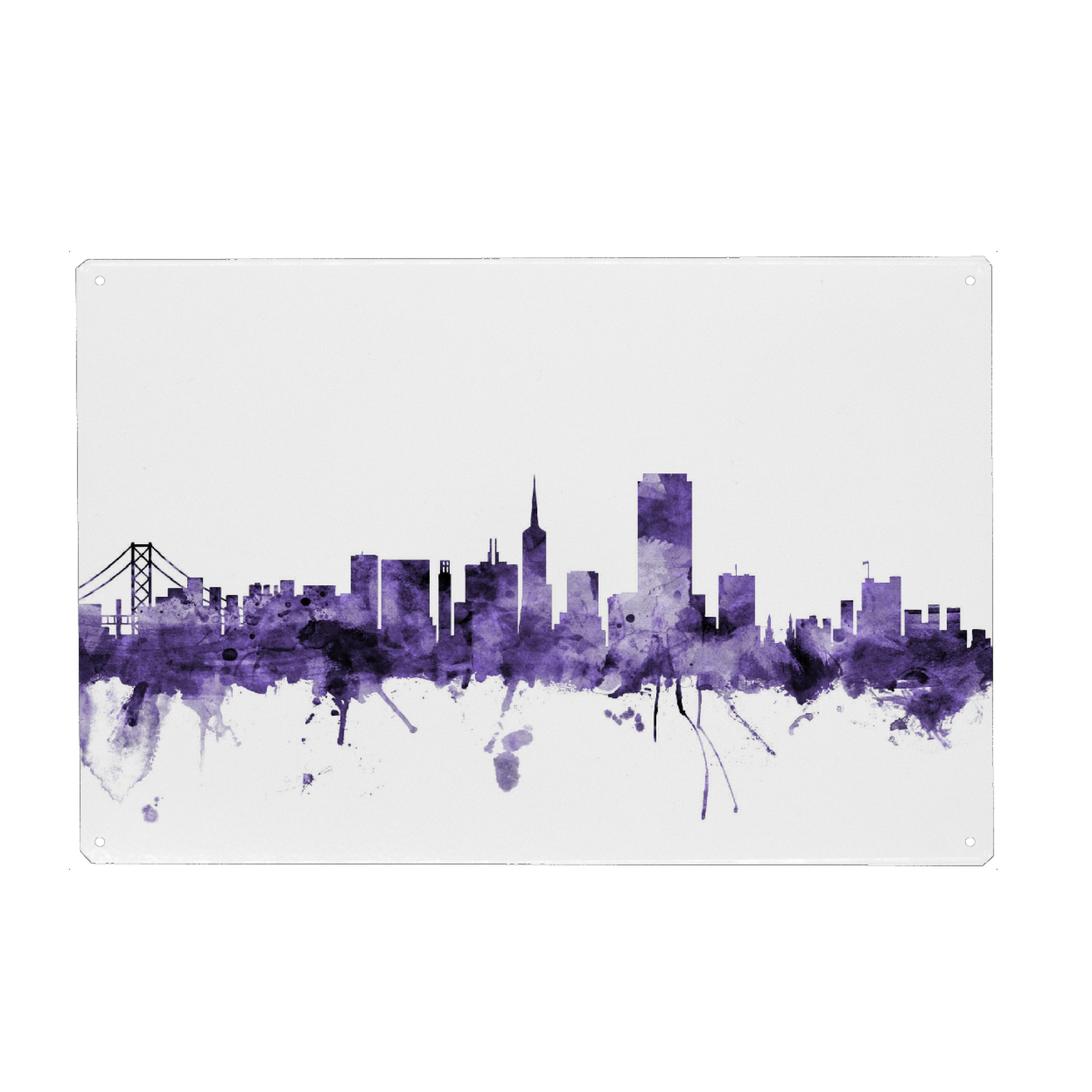 Holzbild "San Francisco City Skyline violet" artboxONE - Städte,Reise,Ultraviolet,Städte / San Francisco