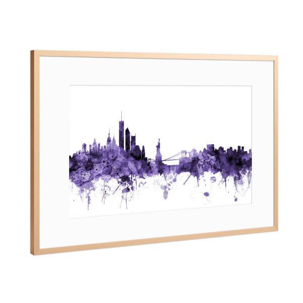 Poster mit Rahmen Kupfer "New York Skyline violet" artboxONE - Städte,Städte / New York,Reise,Ultraviolet