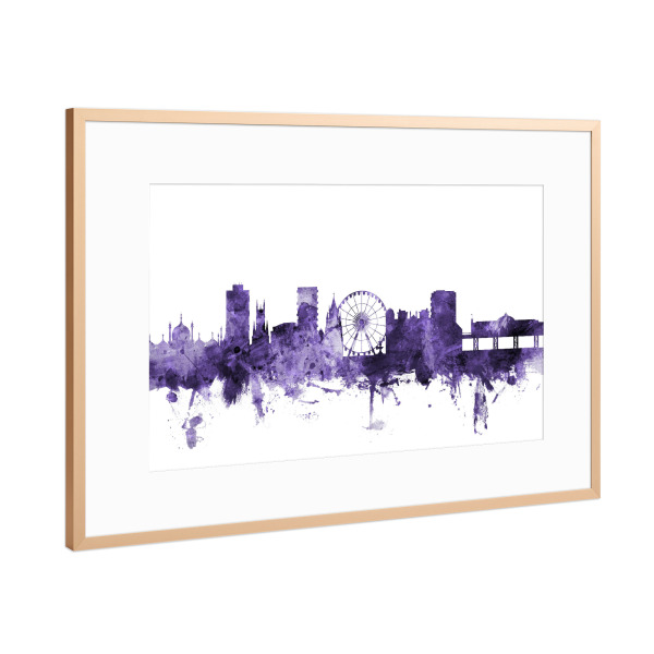 Poster mit Rahmen Kupfer "Brighton England Skyline violet" artboxONE - Städte,Reise,Ultraviolet,Städte / Weitere