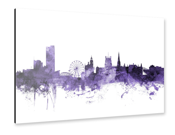 Alu-Dibond "Sheffield England Skyline violet" 30x20 cm artboxONE