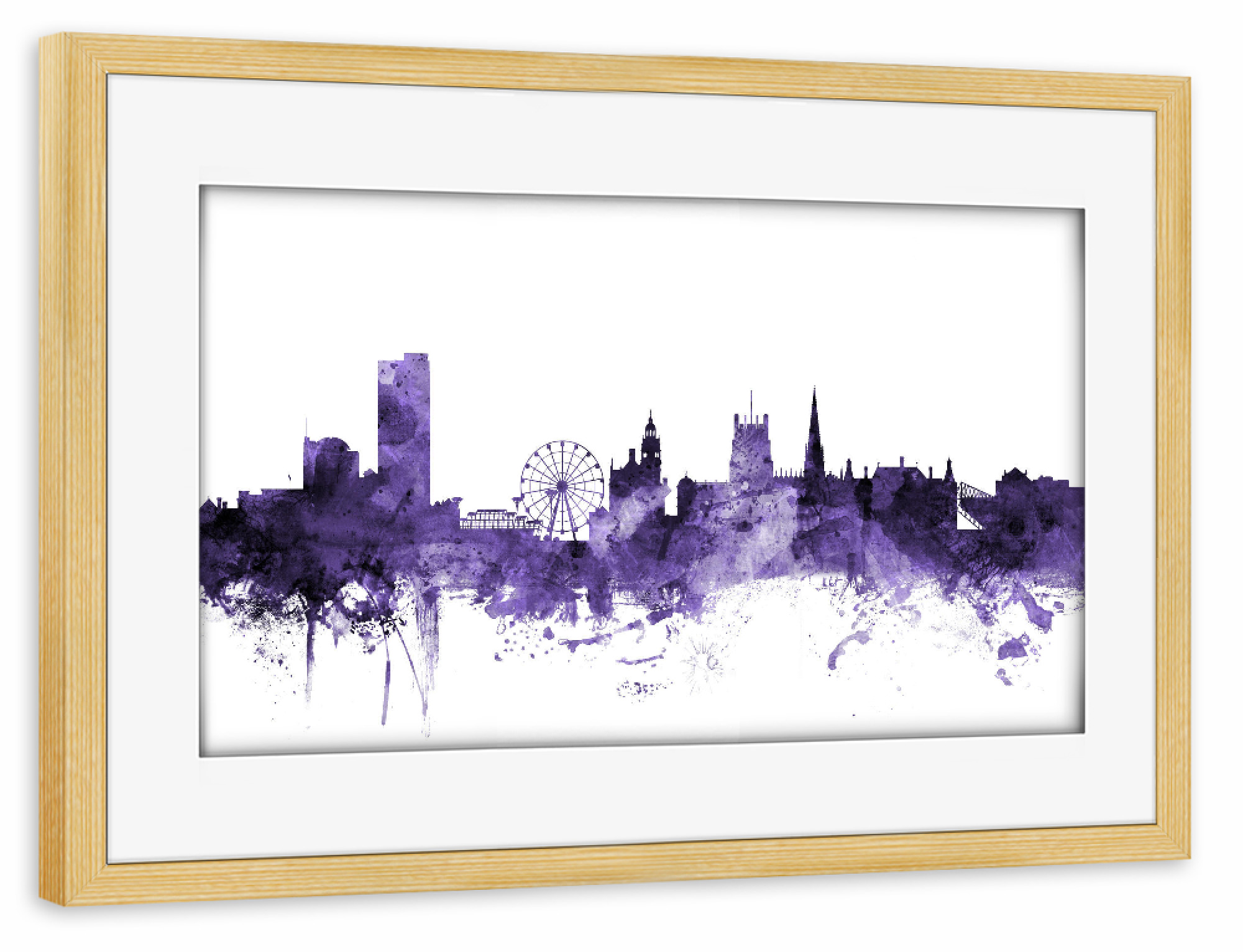 Poster mit Rahmen kiefer "Sheffield England Skyline violet" artboxONE - Städte,Reise,Ultraviolet,Städte / Weitere