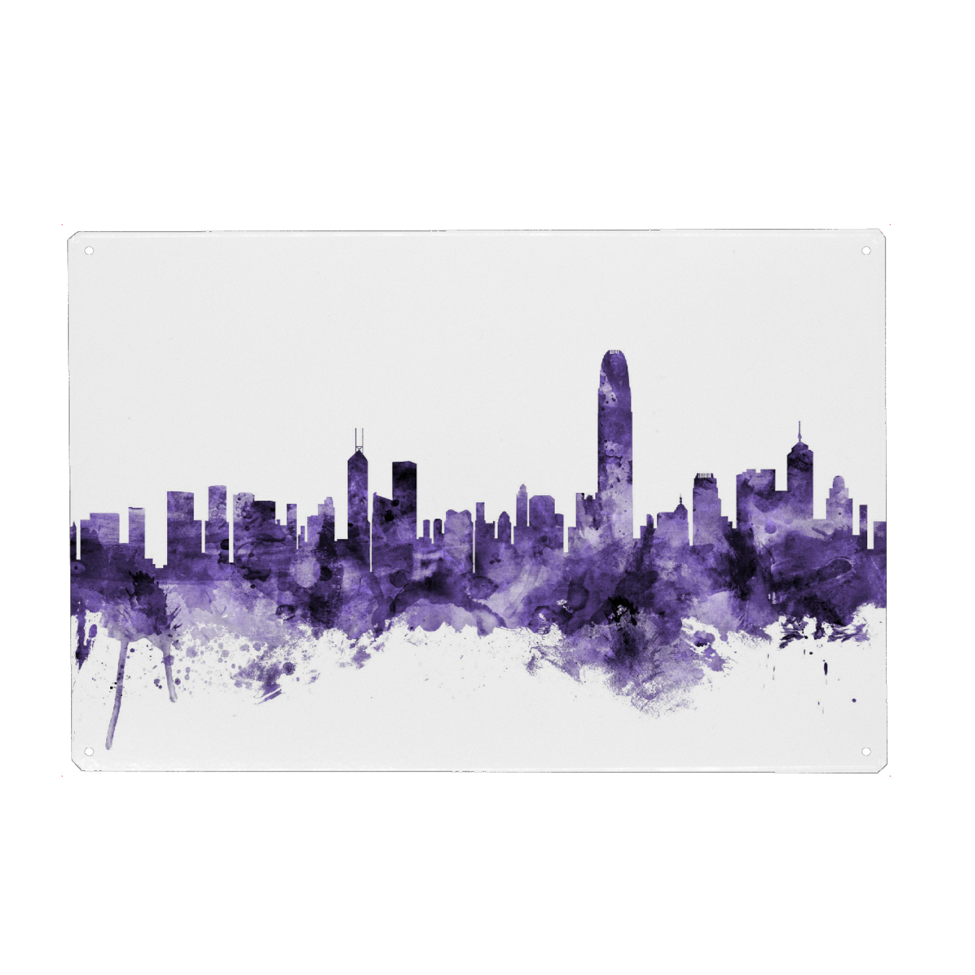 Holzbild "Hong Kong Skyline violet" artboxONE - Städte,Reise,Ultraviolet,Städte / Weitere