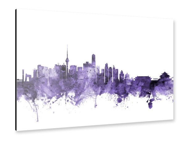 Alu-Dibond "Beijing China Skyline violet" 30x20 cm artboxONE