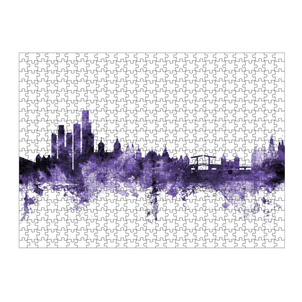 Puzzle Ravensburger "Amsterdam NL Skyline violet" artboxONE - Städte,Reise,Ultraviolet,Städte / Amsterdam